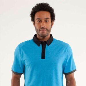 Lululemon Mens Precision Golf Polo Shirt Beach Blanket Blue Large